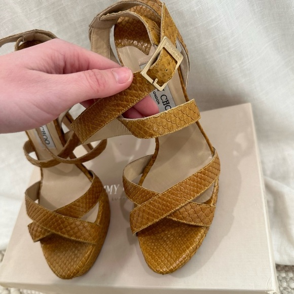 Jimmy Choo louisa mustard snake print leather high heels - Picture 9 of 10